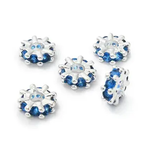 Brass Micro Pave Cubic Zirconia Beads