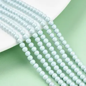 Baking Paint Pearlized Glass Pearl Bead Strands
