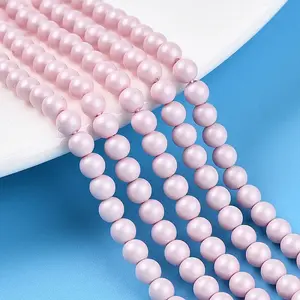 Baking Paint Pearlized Glass Pearl Bead Strands