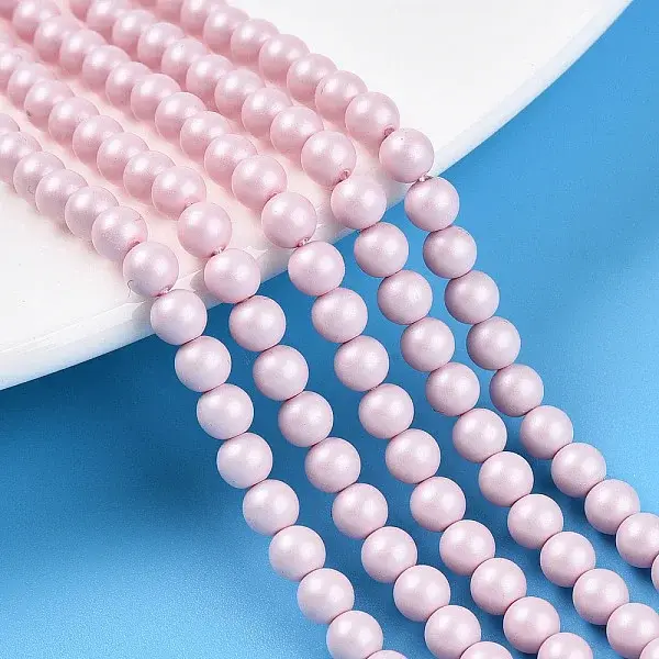 Baking Paint Pearlized Glass Pearl Bead Strands