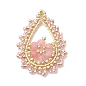 Glass Seed Bead & Dyed Natural Malaysia Jade Pendants