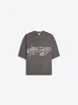 Bershka Tričko  čierna melírovaná / biela