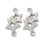Brass Micro Pave Clear Cubic Zirconia Connector Charms