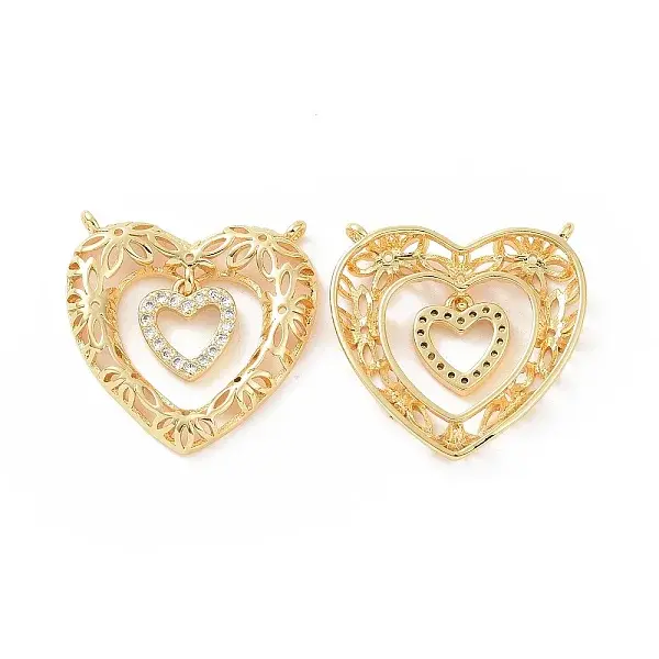 Brass Micro Pave Cubic Zirconia 2-Loop Pendants
