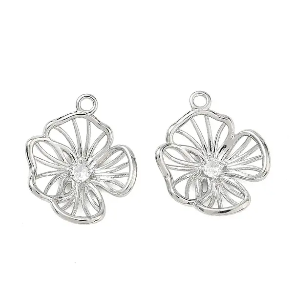 Brass Micro Pave Clear Cubic Zirconia Pendants