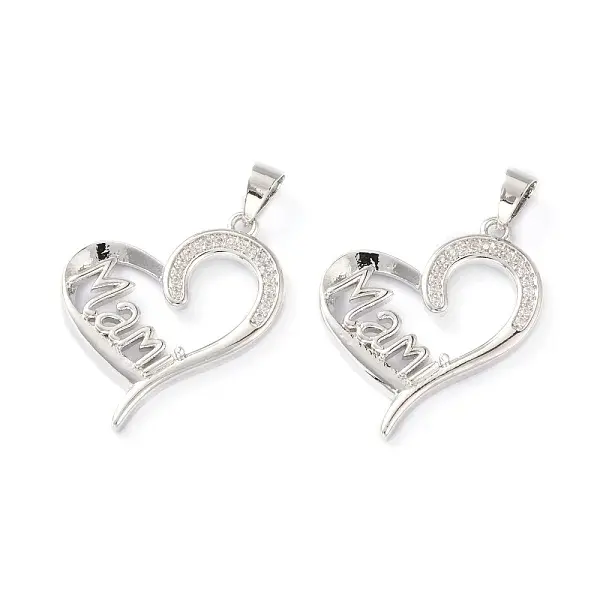 Brass Micro Pave Clear Cubic Zirconia Pendants