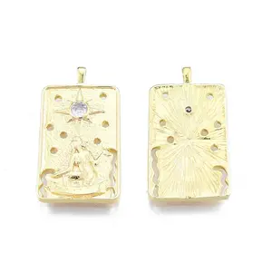 Brass Micro Pave Clear Cubic Zirconia Pendants