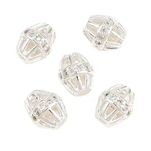 Brass Micro Pave Clear Cubic Zirconia Beads