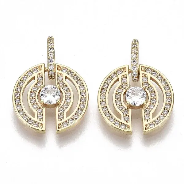 Brass Micro Pave Clear Cubic Zirconia Pendants