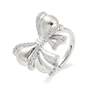 Brass Micro Pave Cubic Zirconia Adjustable Rings