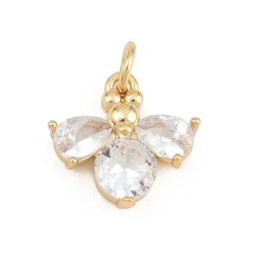 Brass Micro Pave Clear Cubic Zirconia Charms