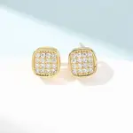 Brass Micro Pave Cubic Zirconia Stud Earrings