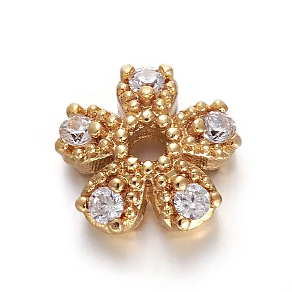 Brass Micro Pave Cubic Zirconia Bead Cap