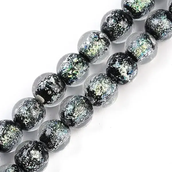 Handmade Gold Foil Lampwork Beads Strands