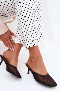 Boto Mesh High Heel Black Slides