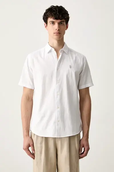 U.S. Polo Assn.  košile pánská s příměsí lnu LINEN BLEND SS