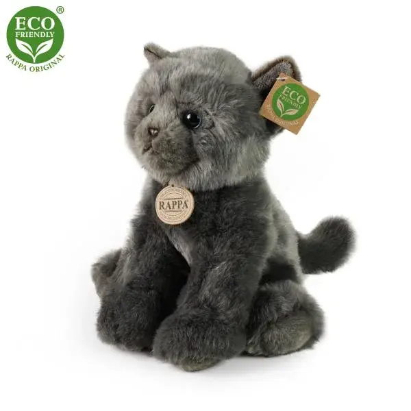 Plyšová kočka ležící šedá 25 cm ECO-FRIENDLY