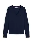 TOMMY HILFIGER Sveter 'Gold-tone Button Cuff'  námornícka modrá