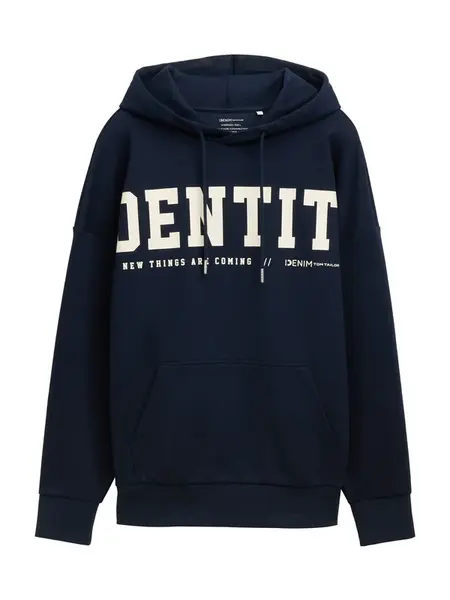 TOM TAILOR DENIM Mikina  tmavomodrá / biela