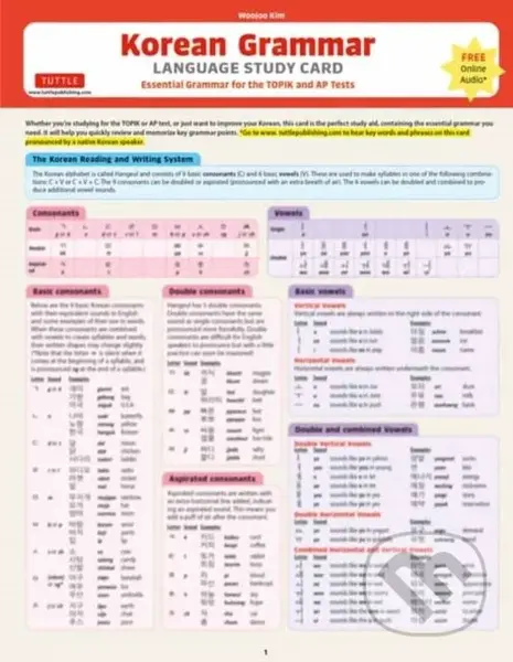 Korean Grammar Language Study Card (Essential Grammar Points for the TOPIK Test (Includes Online Audio))