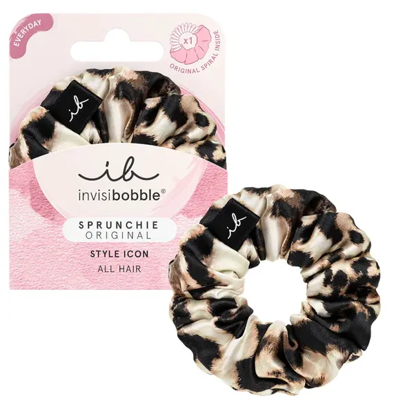 Ozdobná spirálová gumička Invisibobble Sprunchie Original Style Icon - leopardí vzor + dárek zdarma