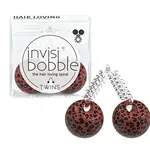 Tenká spirálová gumička do vlasů s kuličkami Invisibobble Twins Purrfection - vzorovaná hnědá (IB-TW-HP10001) + dárek zdarma