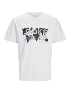 JACK & JONES Tričko 'JCODust'  sivá / fialová / čierna / biela