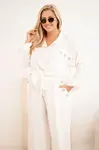Kesi dámský plus size komplet košile a kalhoty ecru