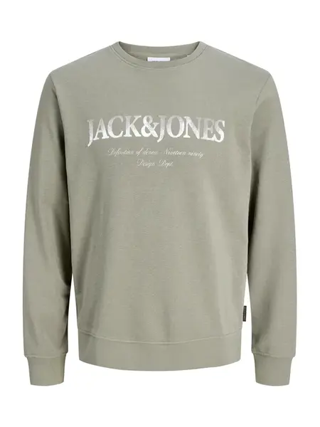 JACK & JONES Mikina 'JJDevin Daytona'  farby bahna / biela