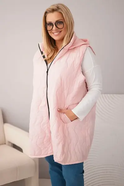 Kesi Dámská plus size prošívaná vesta s kapucí