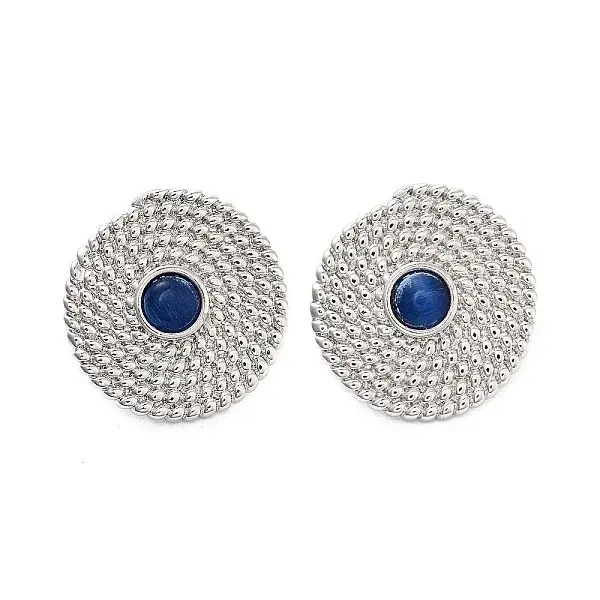 Rack Plating Flat Round Brass Stud Earrings