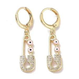 Golden Brass Dangle Leverback Earrings