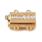 4-Hole Brass Micro Pave Clear Cubic Zirconia Box Clasps