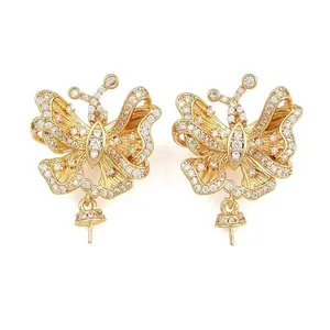 Brass Micro Pave Cubic Zirconia Peg Bails