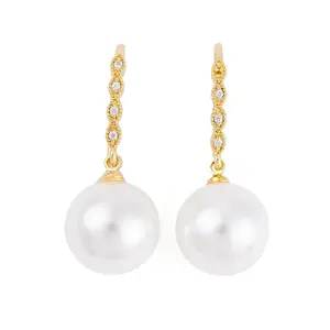 Rack Plating Brass Cubic Zirconia ABS Pearl Earring Hooks