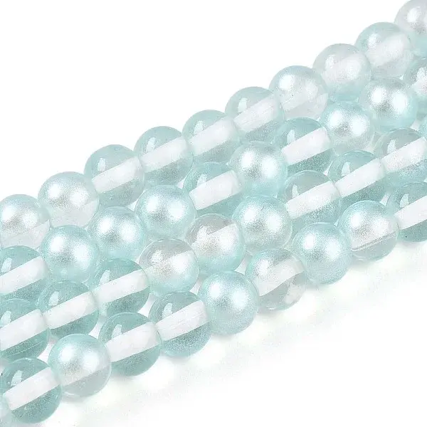 Baking Paint Transparent Glass Beads Strands
