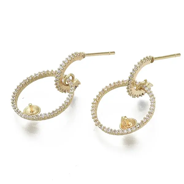 Brass Micro Pave Cubic Zirconia Stud Earring Findings