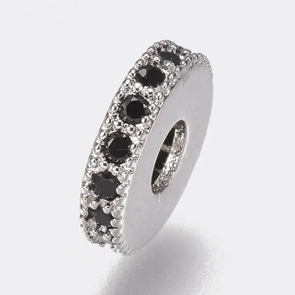 Brass Micro Pave Cubic Zirconia Bead Spacers