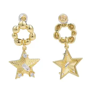 Cubic Zirconia Star Dangle Earrings