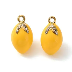 304 Stainless Steel Enamel Rhinestone Pendants