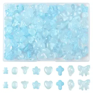 120Pcs 8 Styles Transparent Spray Paint Glass Beads