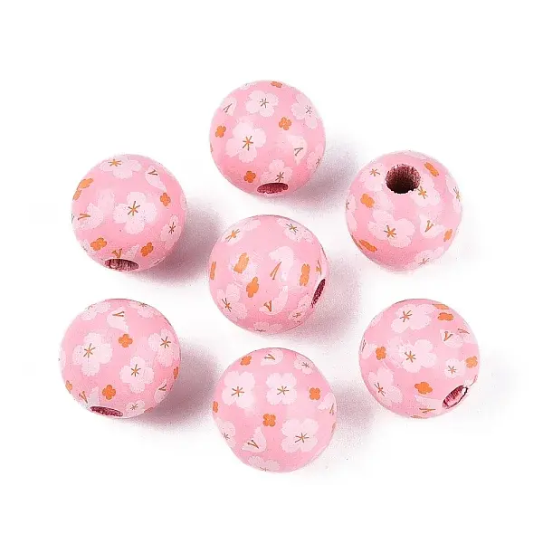 Printed Wood European Beads