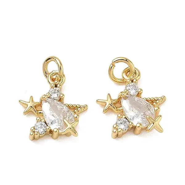 Brass Micro Pave Clear Cubic Zirconia Charms