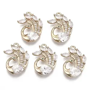 Brass Micro Pave Cubic Zirconia Pendants