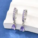Brass Micro Pave Cubic Zirconia Hoop Dangle Earrings
