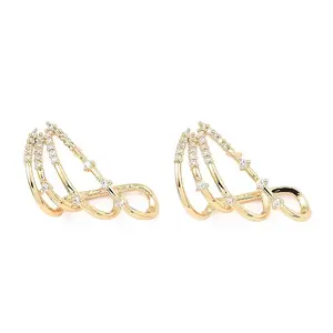 Brass Micro Pave Clear Cubic Zirconia Triangle Stud Earrings for Women