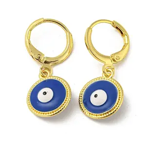 Golden Brass Dangle Leverback Earrings