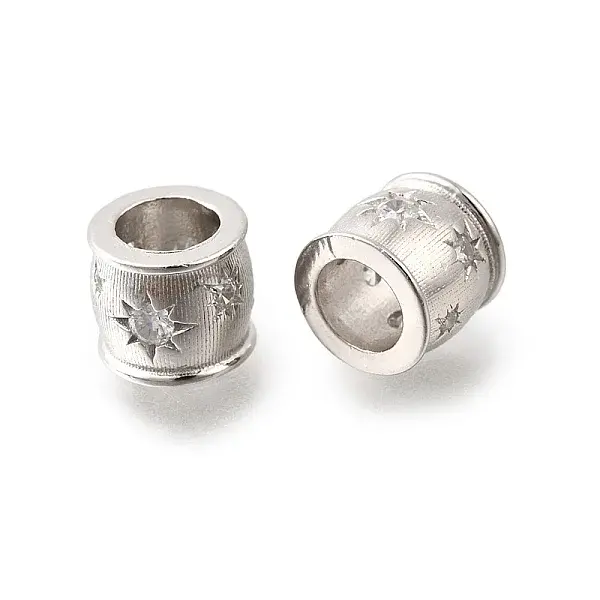 925 Sterling Silver Micro Pave Clear Cubic Zirconia Beads