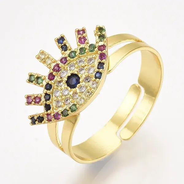 Adjustable Brass Micro Pave Cubic Zirconia Finger Rings