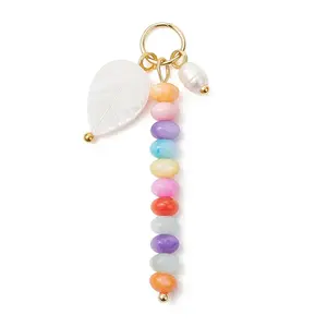 Natural Freshwater Shell Dyed Rondelle Beaded Pendants